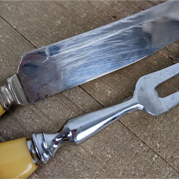 Sheffield Carving knife and Fork Faux antler Stag horn cutlery set - Picture 4 of 6